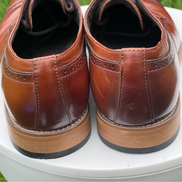 Stacy Adams Dickinson Shoes Mens 7.5 Cognac Brown Lace Up Cap Toe Oxford Dress - Picture 9 of 13